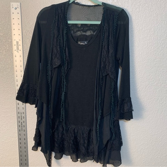 Pretty Angel layered  lace and Textured Top. - Picture 1 of 11